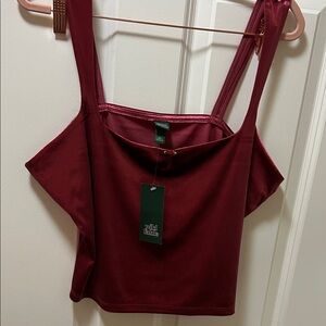 Wild Fable Women's Dark Red Crop Top